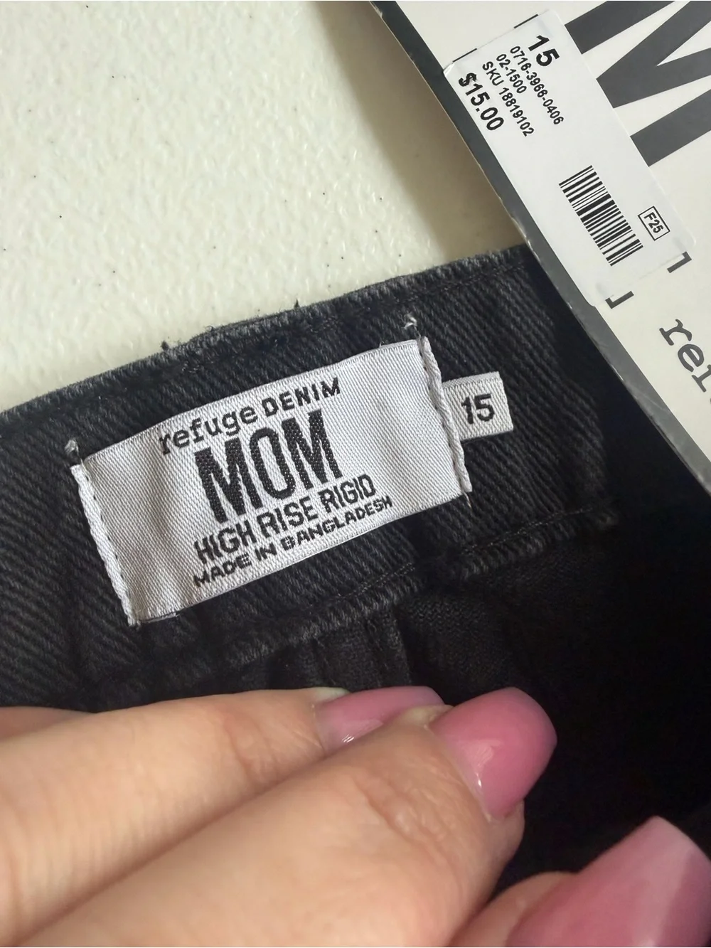 Black distressed mom jeans with ripped details NWT size 15/T-0074